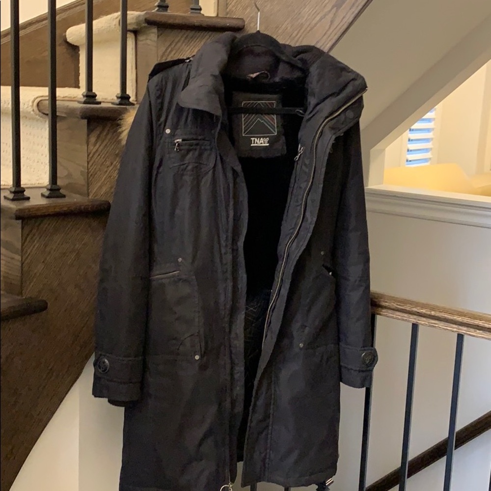 Black TNA winter long jacket sizeS